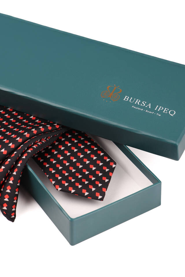 Black Patterned Silk Tie Set - 4