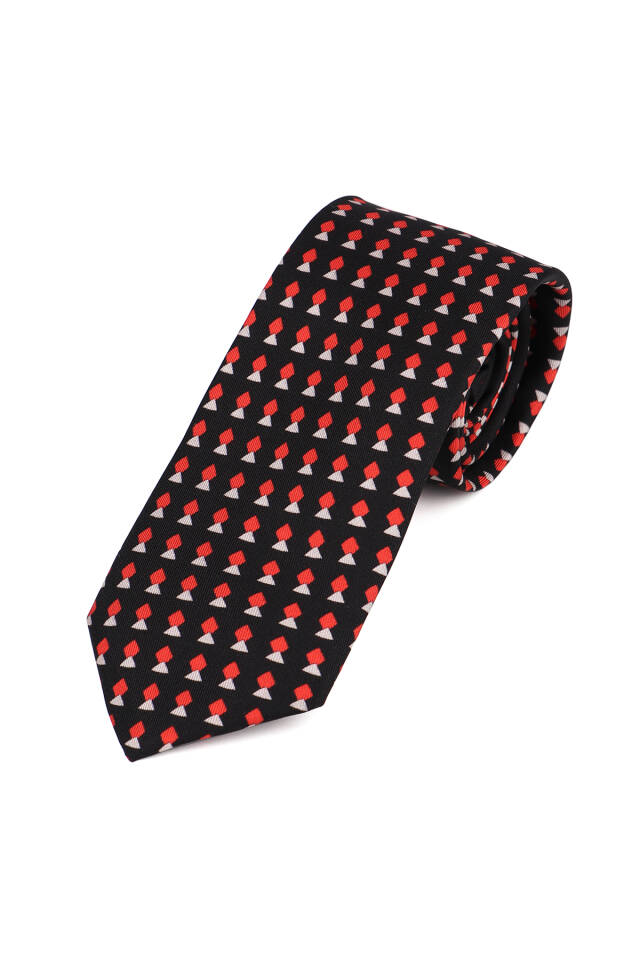 Black Patterned Silk Tie Set - 3