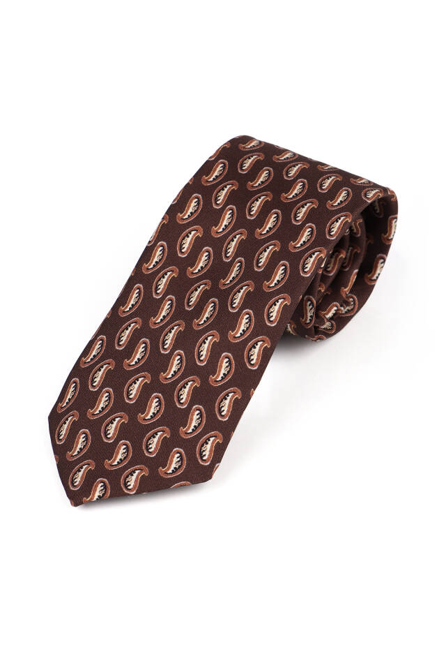 Brown Patterned Silk Tie Set - 3