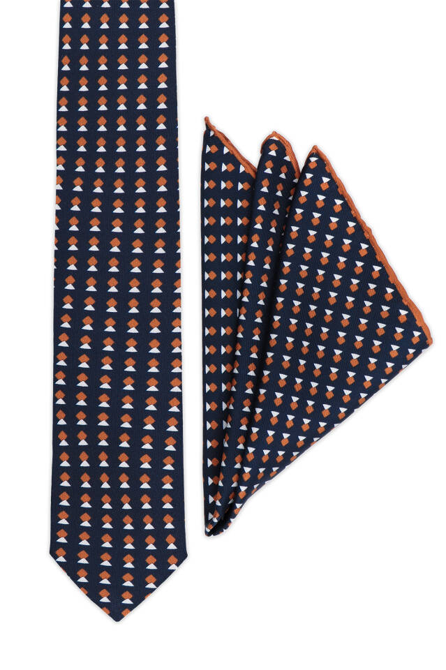 Cinnamon Patterned Silk Tie Set - 2