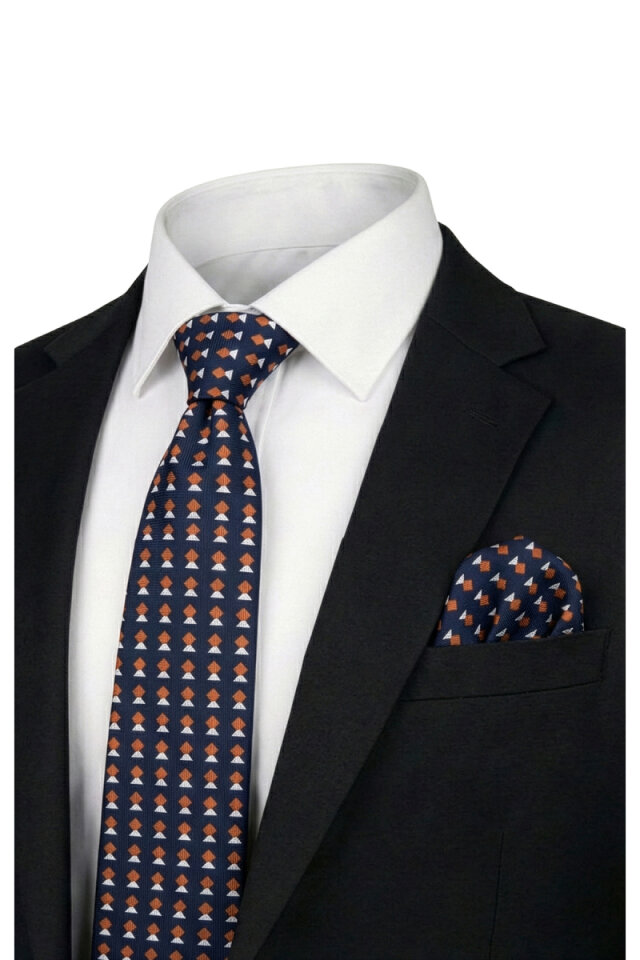 Cinnamon Patterned Silk Tie Set - 1