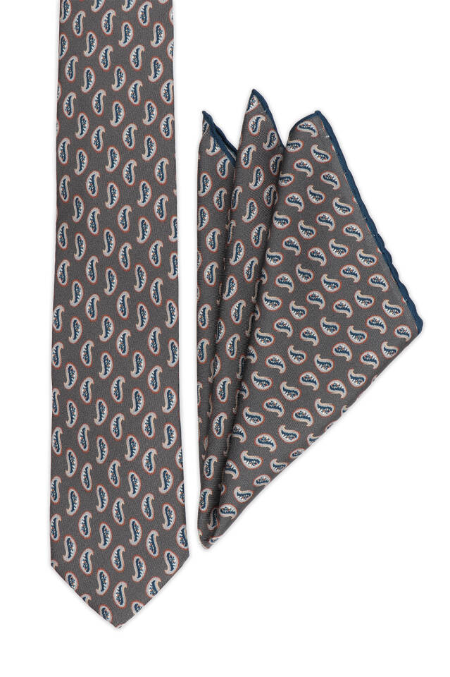 Smoke Patterned Silk Tie Set - 2