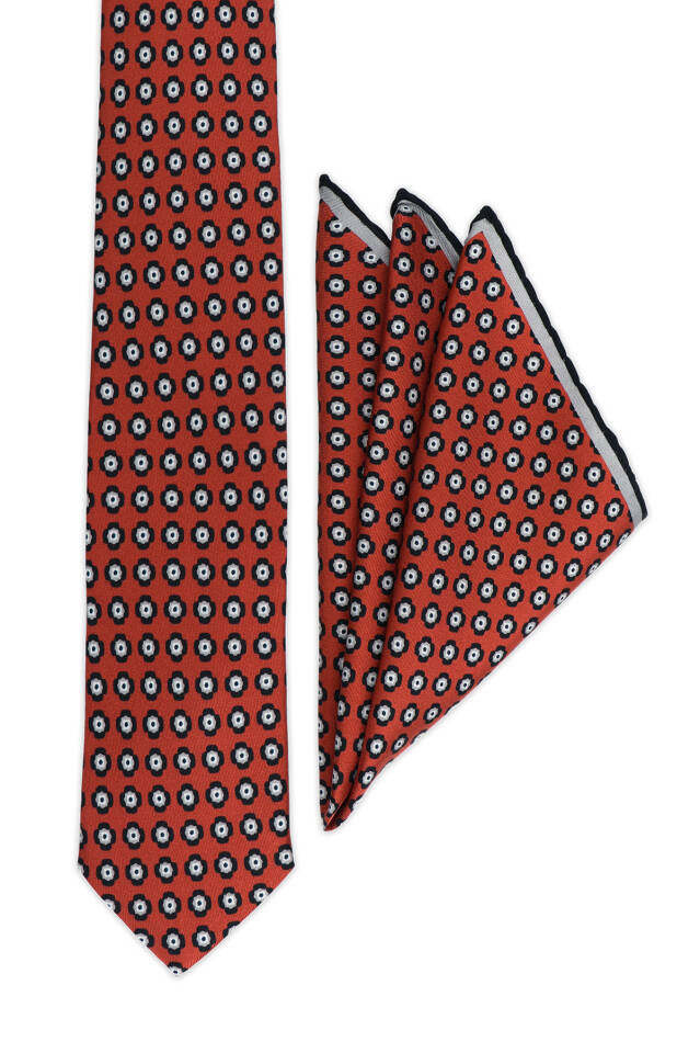 Burgundy Patterned Silk Tie Set - 2