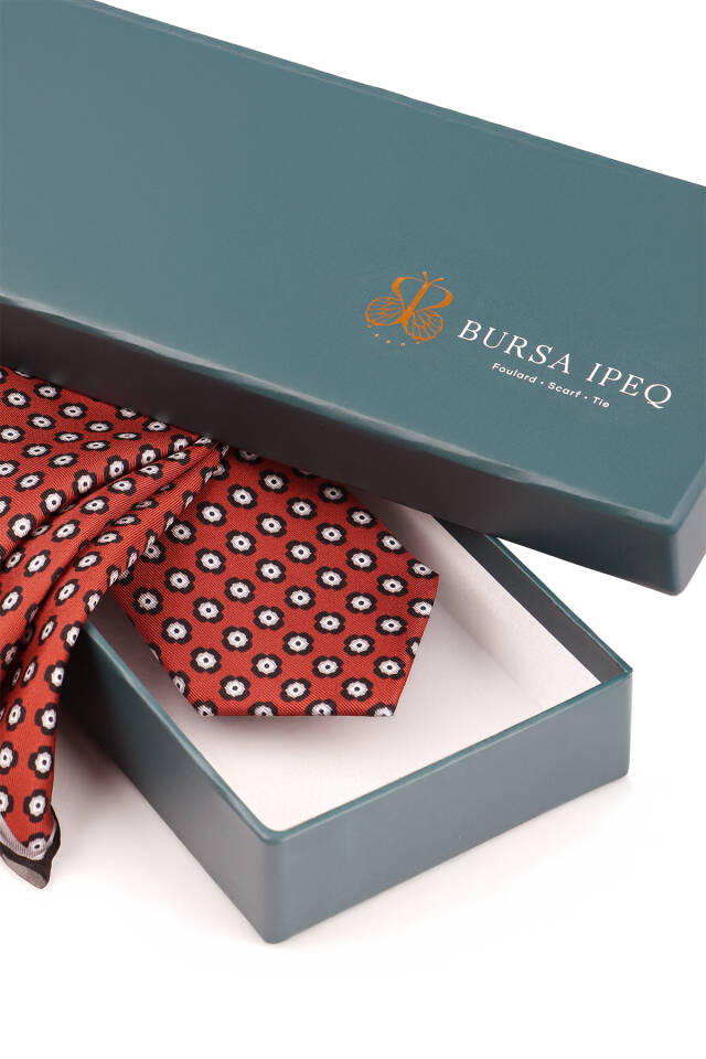 Burgundy Patterned Silk Tie Set - 4