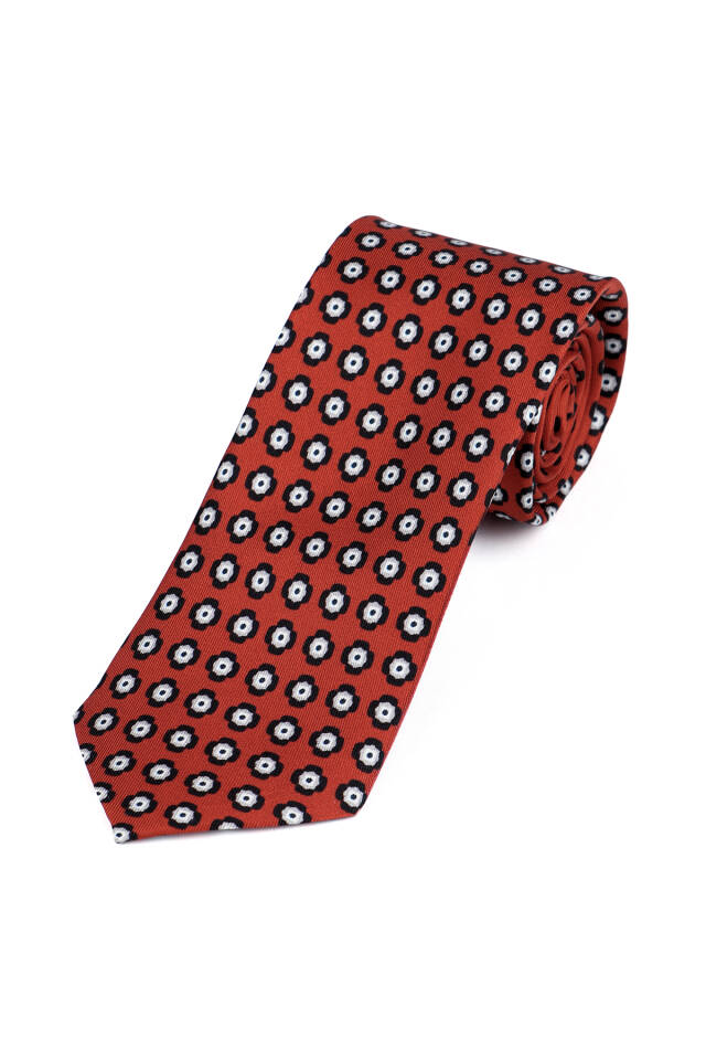 Burgundy Patterned Silk Tie Set - 3