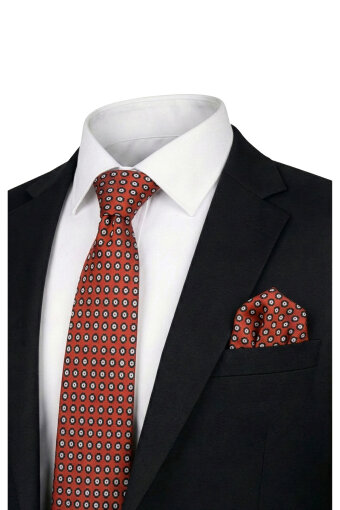 Burgundy Patterned Silk Tie Set 
