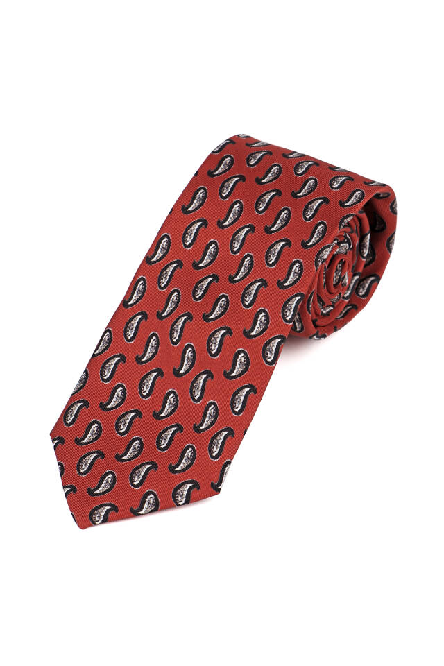 Burgundy Patterned Silk Tie Set - 3