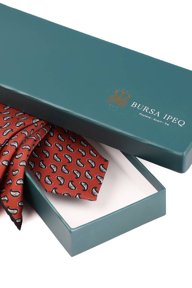 Burgundy Patterned Silk Tie Set - 4