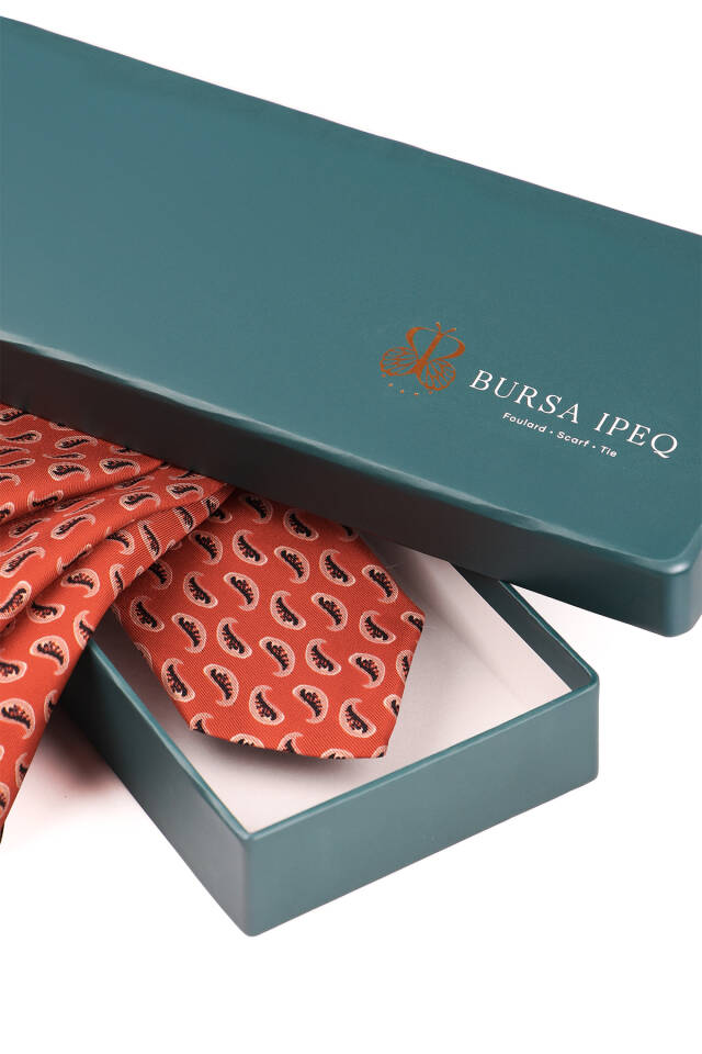 Burgundy Patterned Silk Tie Set - 4