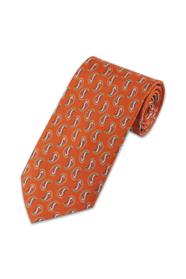 Tan Patterned Silk Tie Set - 3