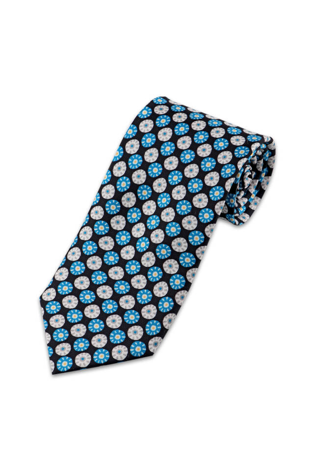 Turquoise Patterned Silk Tie Set - 3