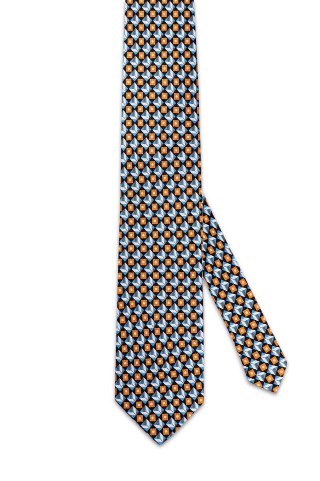 Turquoise Patterned Silk Tie - 3