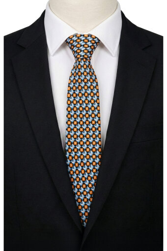 Turquoise Patterned Silk Tie 