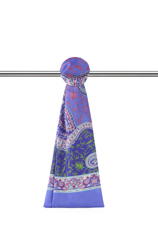 Blue Shawl Pattern Soft Shawl - 1