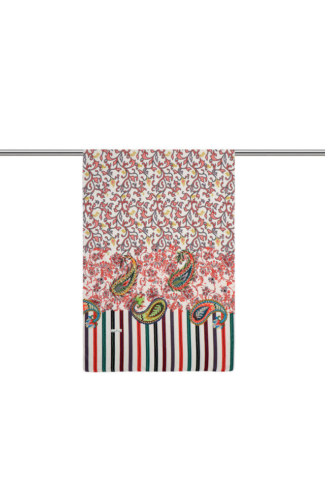 Cream Ivy Pattern Soft Shawl - 2