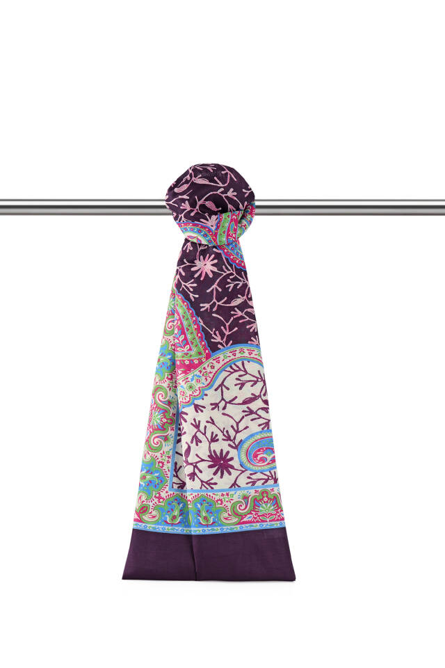 Plum Shawl Pattern Soft Shawl - Bursa İpek