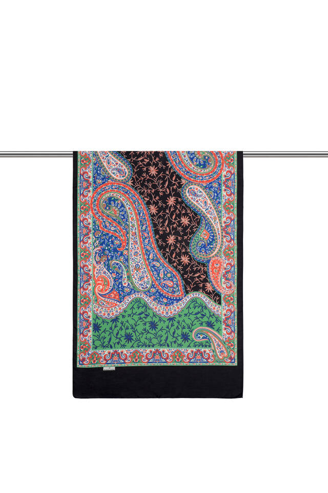 Navy Blue Shawl Pattern Soft Shawl - 2