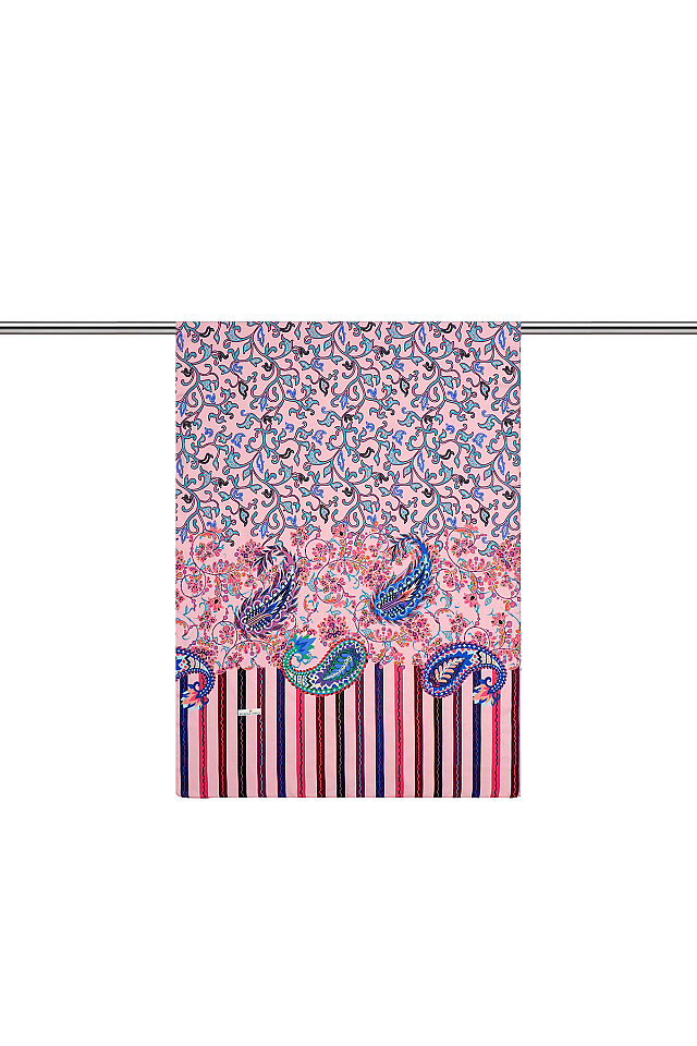 Pink Ivy Pattern Soft Shawl - Bursa İpek