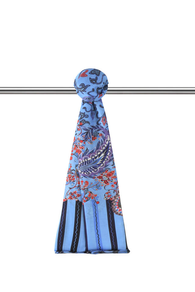 Turquoise Ivy Pattern Soft Shawl 