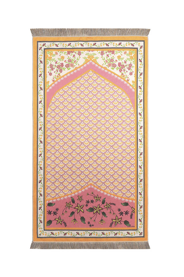 Pembe Kadife Halı Seccade - Bursa İpek