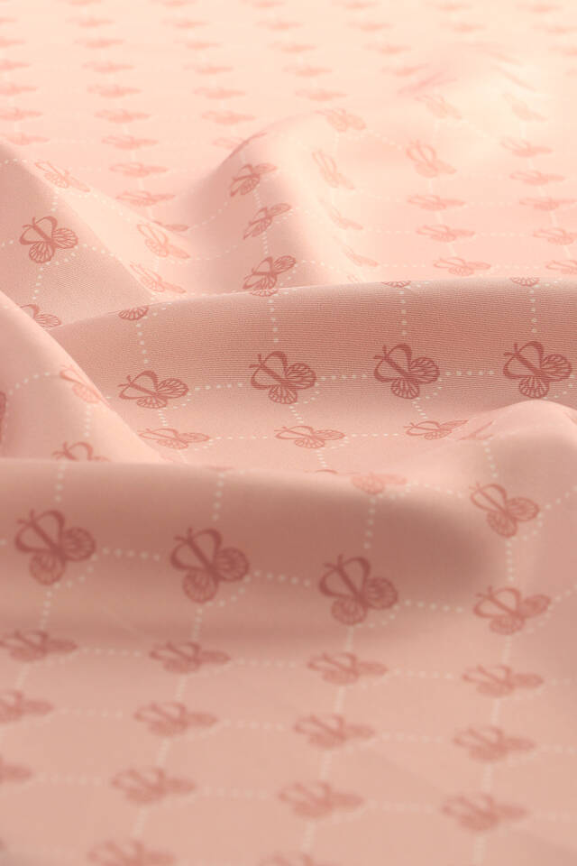Pembe Kelebek Monogram Twill İpek Eşarp - 3