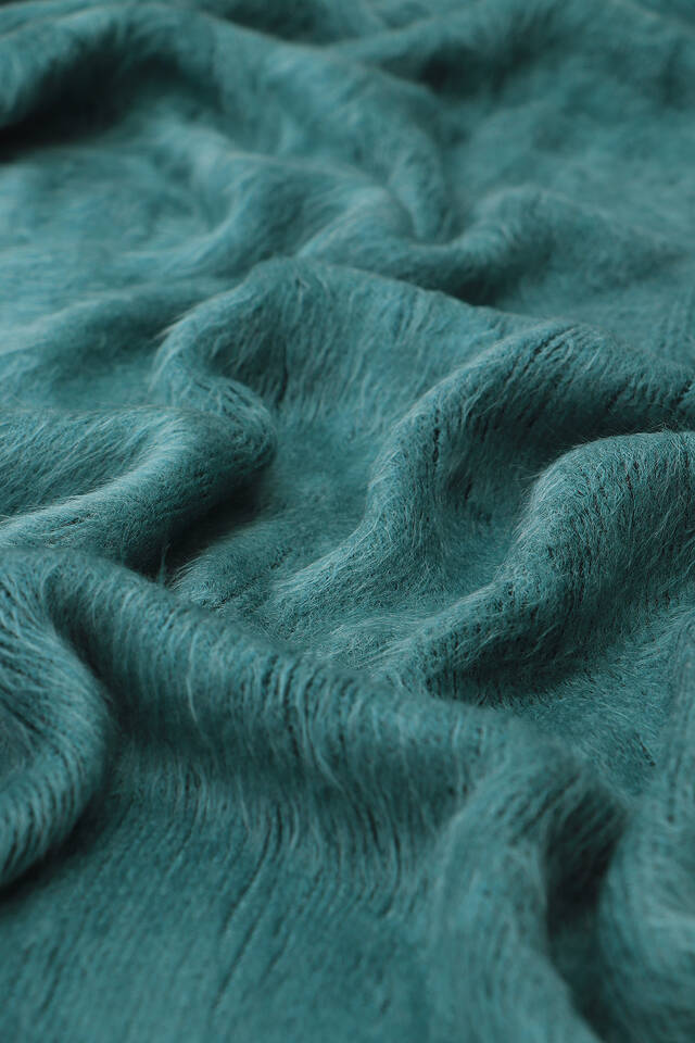 Petrol Blue Angora Shawl - 4