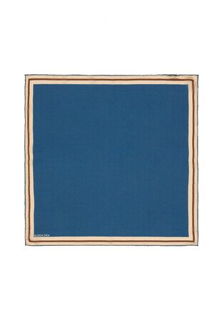 Petrol Blue Bordered Plain Silk Pocket Square 