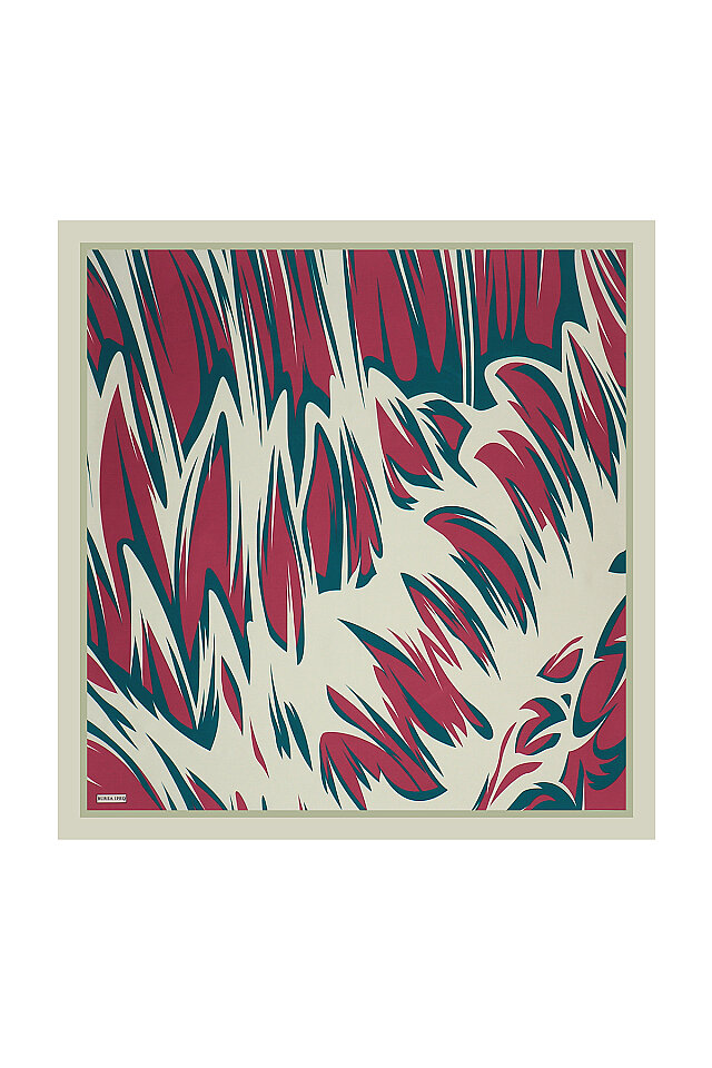 Petrol Green Nilsu Pattern Twill Silk Square Scarf 