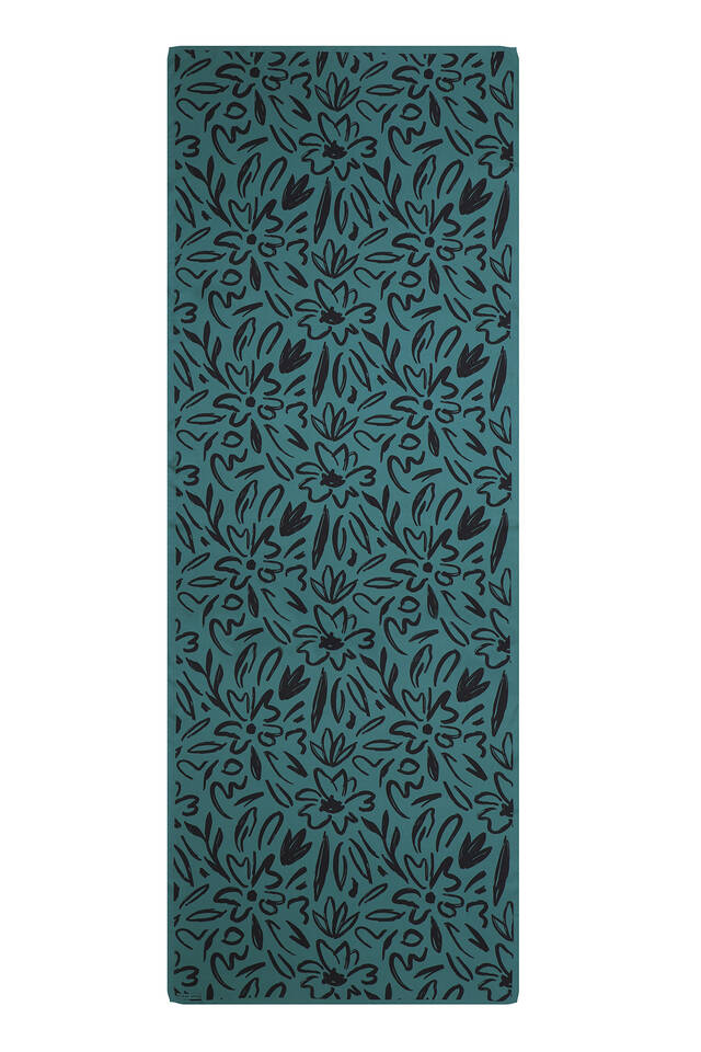 Petrol Green Spring Pattern Twill Silk Scarf - 3