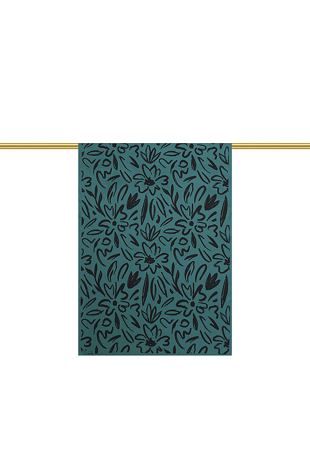 Petrol Green Spring Pattern Twill Silk Scarf 
