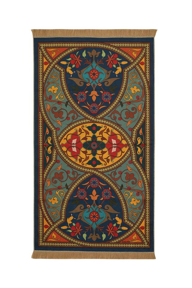 Petrol Green Velvet Carpet Prayer Rug 