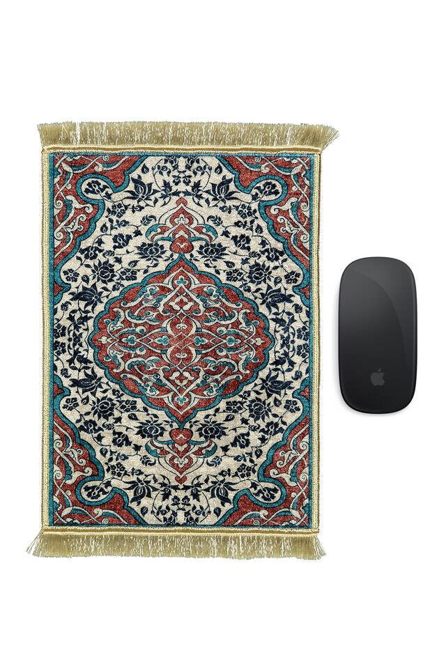 Petrol Mavi Dekoratif Küçük Halı Mousepad 