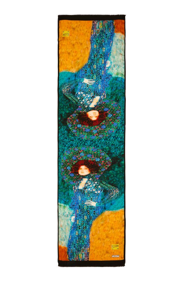 Petrol Yeşil Emile Flöge İpek Tablo Fular - 5