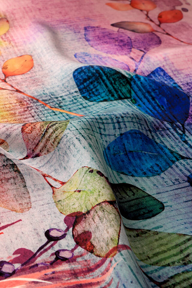 Pink Botanical Pattern Sura Silk Square Scarf - 2