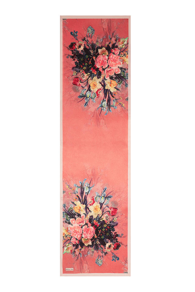 Pink Floral Narrow Silk Foulard - 3