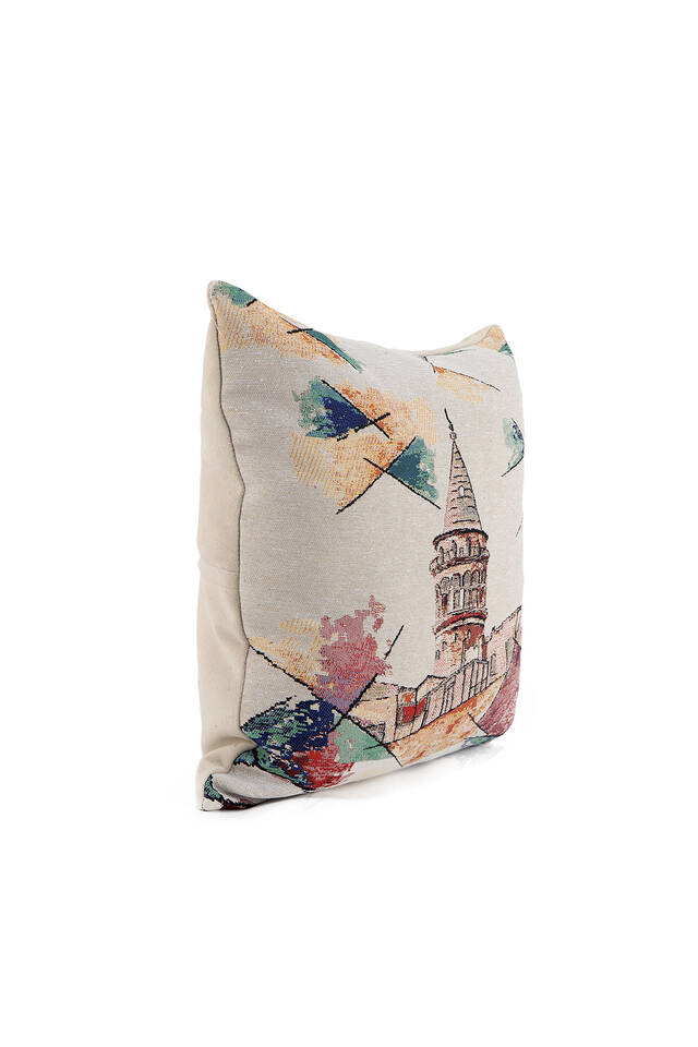 Pink Galata Tower Tapestry Throw Pillow - 2