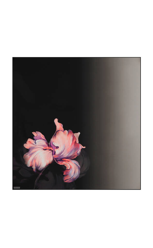 Pink Iris Pattern Twill Silk Square Scarf - 2