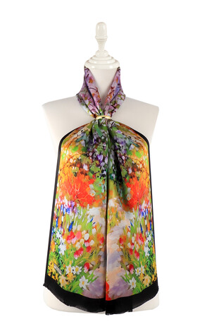 Pink Spring Flowers Pattern Silk Foulard 