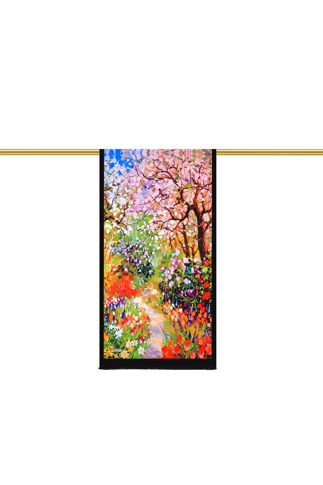 Pink Spring Flowers Pattern Silk Foulard - 3