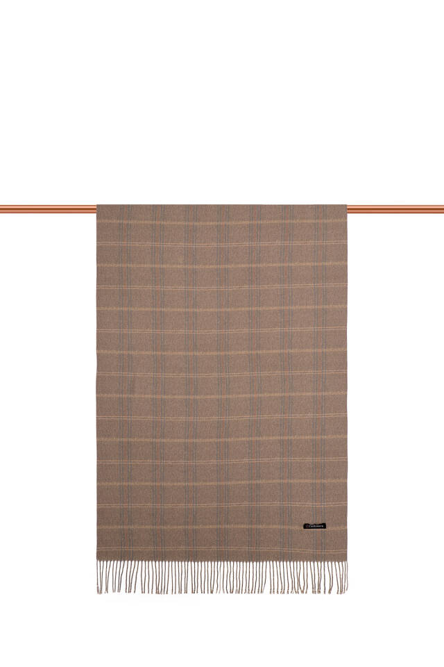 Brown Plaid Pattern Winter Shawl - 2