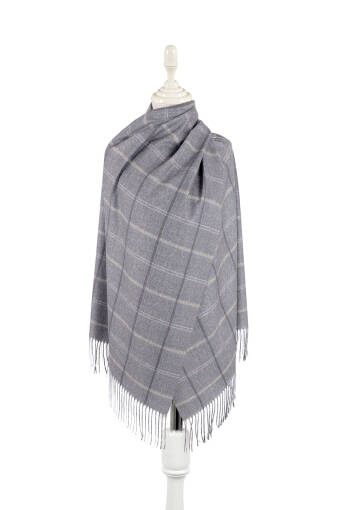 Gray Plaid Pattern Winter Shawl 