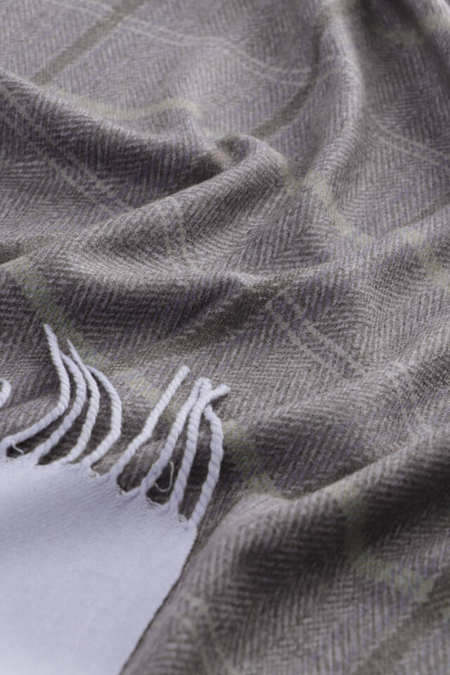 Indigo Plaid Pattern Winter Shawl - 3