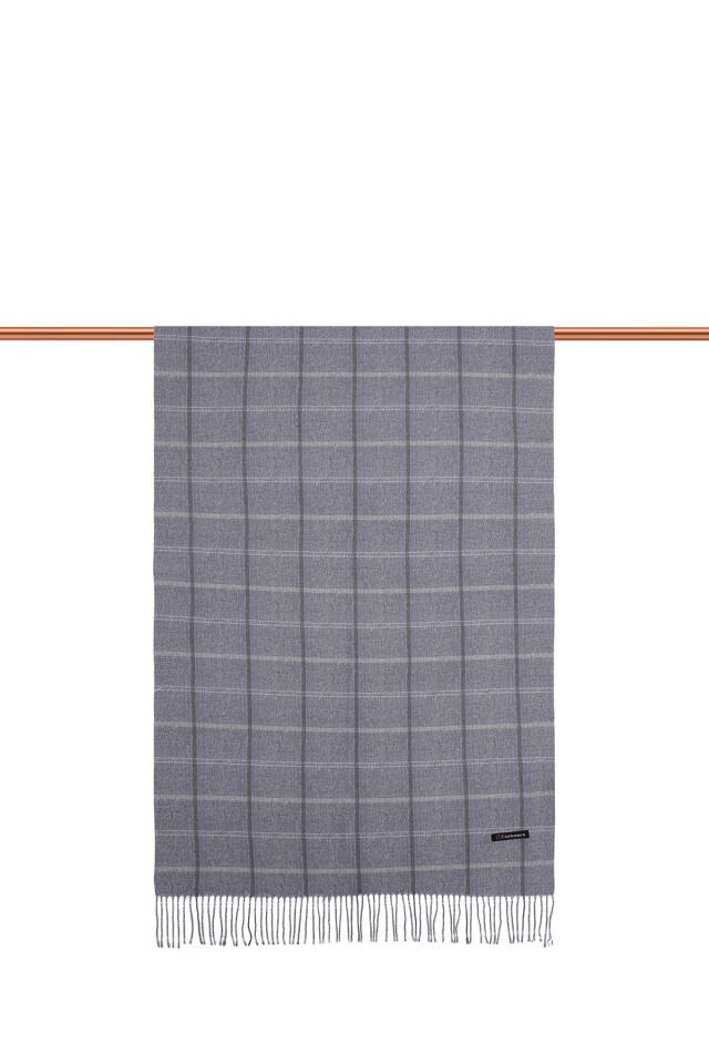 Indigo Plaid Pattern Winter Shawl - 2