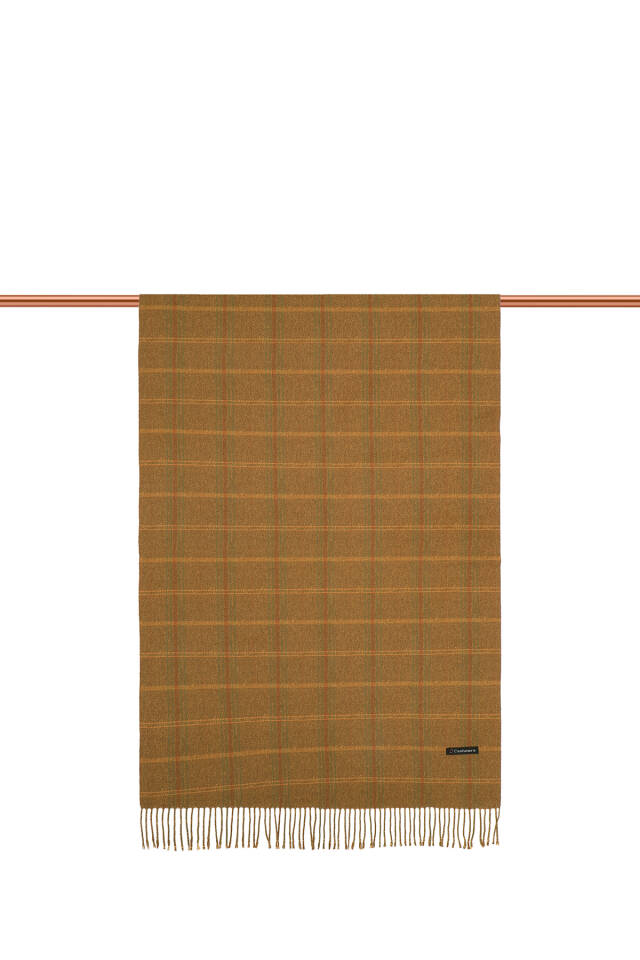 Mustard Plaid Pattern Winter Shawl - 2