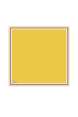 Plain Silk Pocket Square with Mustard Border 