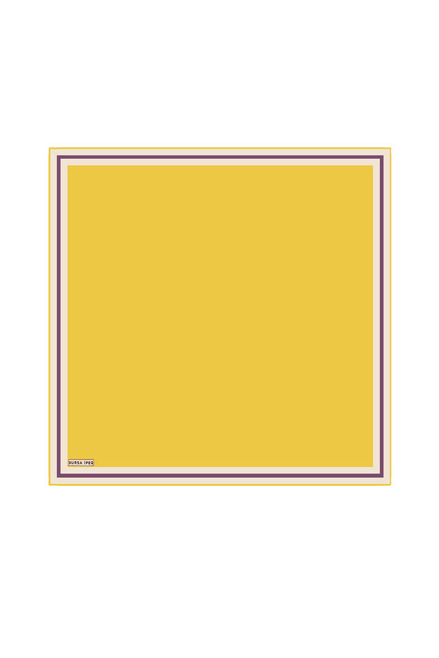 Plain Silk Pocket Square with Mustard Border - Bursa İpek