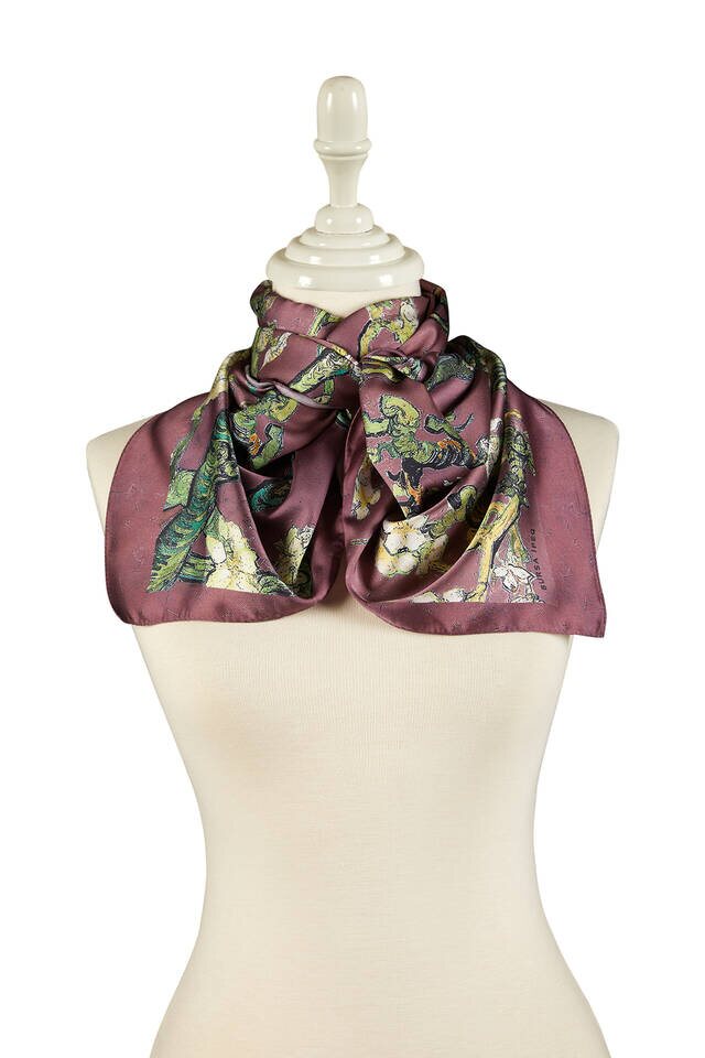 Plum Almond Blossom Silky Foulard - 2