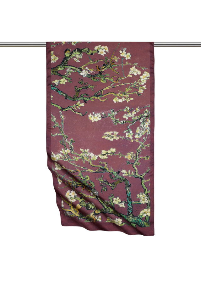 Plum Almond Blossom Silky Foulard 