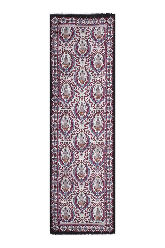 Plum Dried Rose Large Tulip Voile Silk Foulard - 4