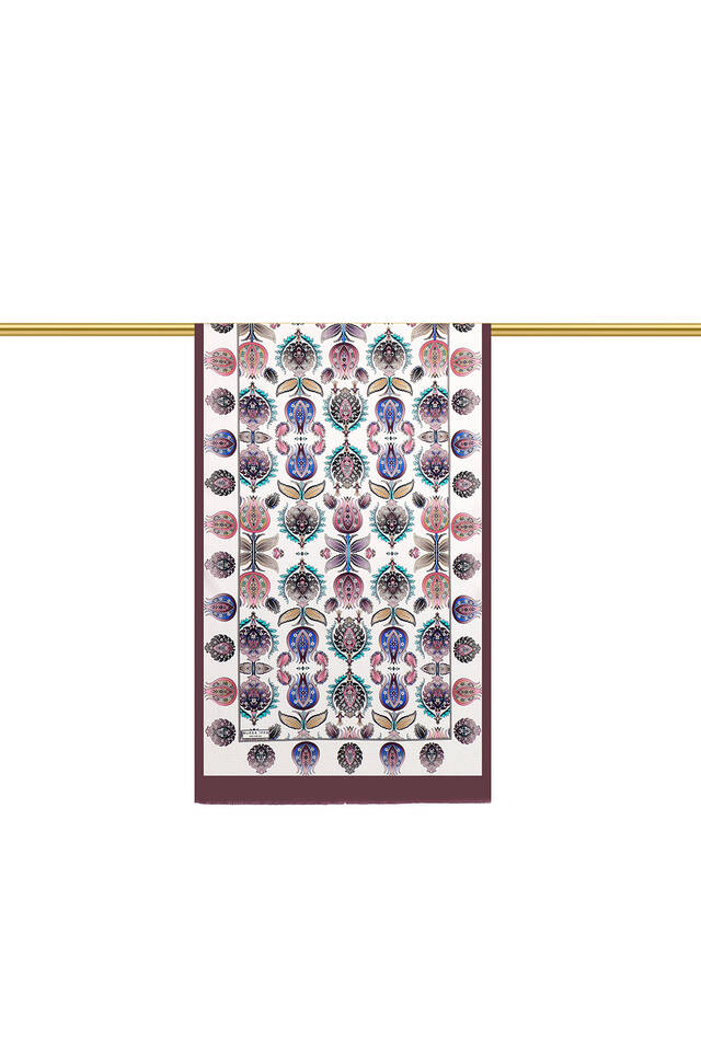 Plum Iznik Pattern Silk Foulard - 2